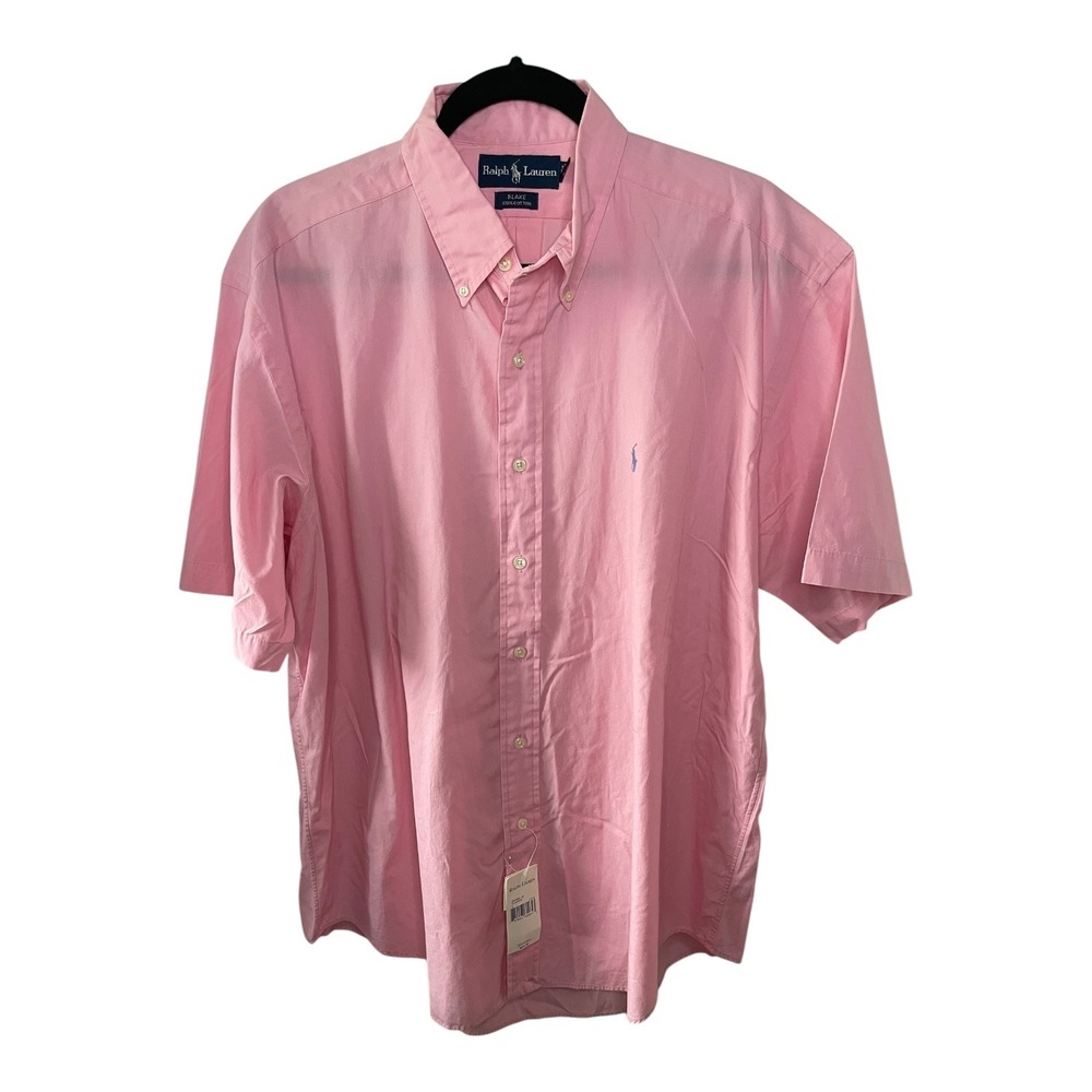 Ralph Lauren Blake Mens L Pink Short Sleeve Button Down Shirt NWT Cotton - Picture 2 of 7